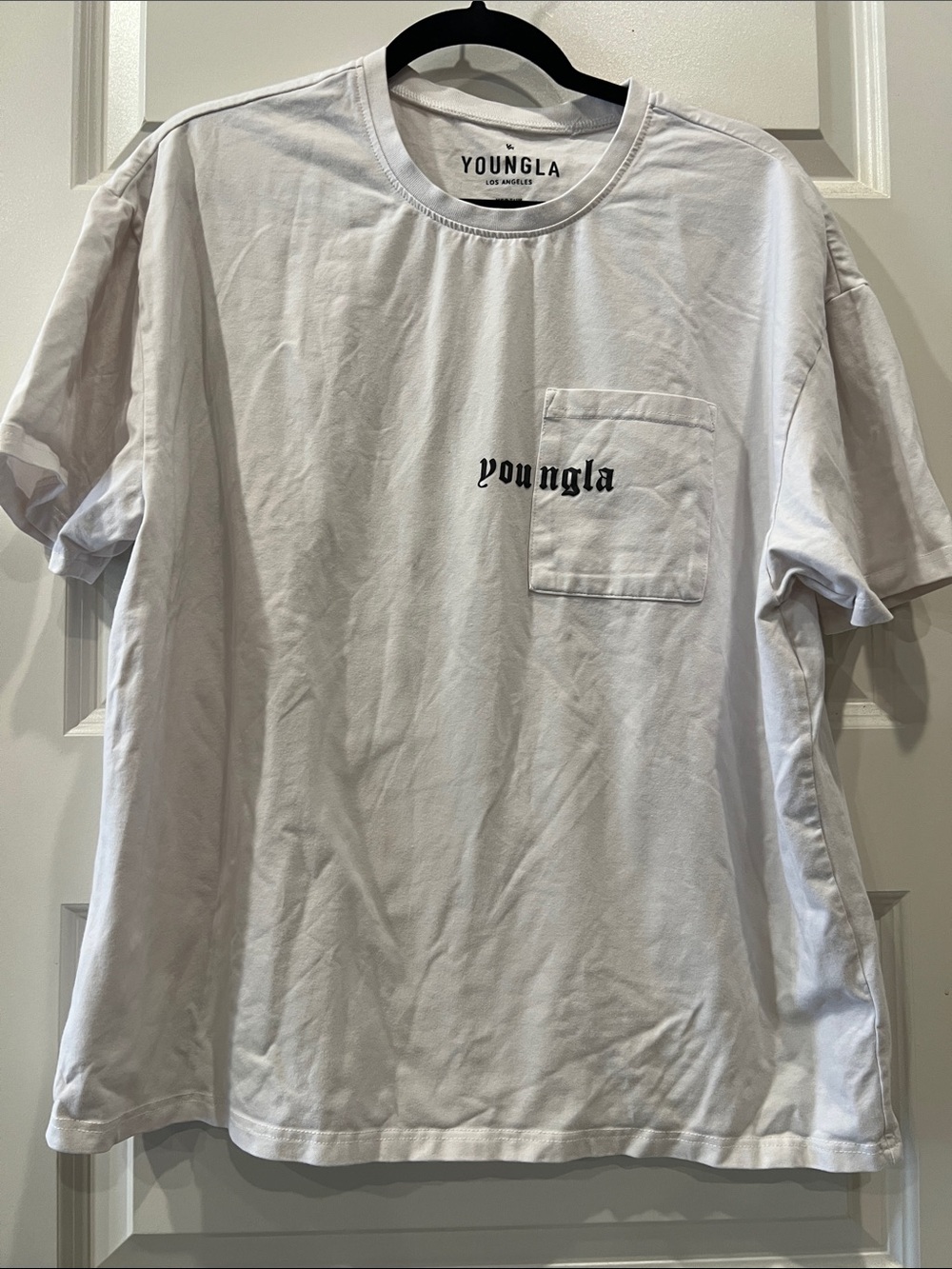 YoungLA White Pocket Tee with Black Logo - Short Sleeve